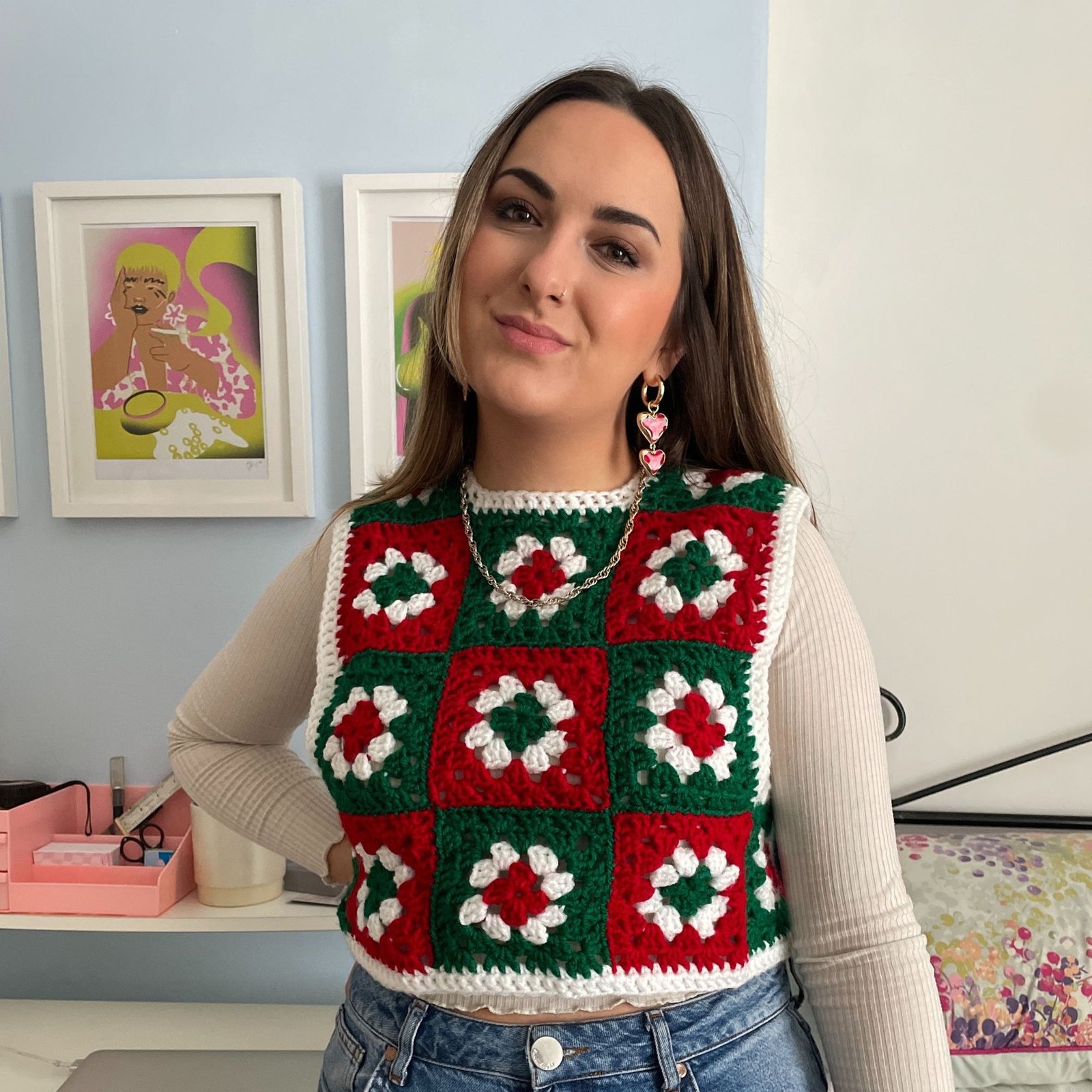 Festive Granny Square Vest - Size S/M - Image 5