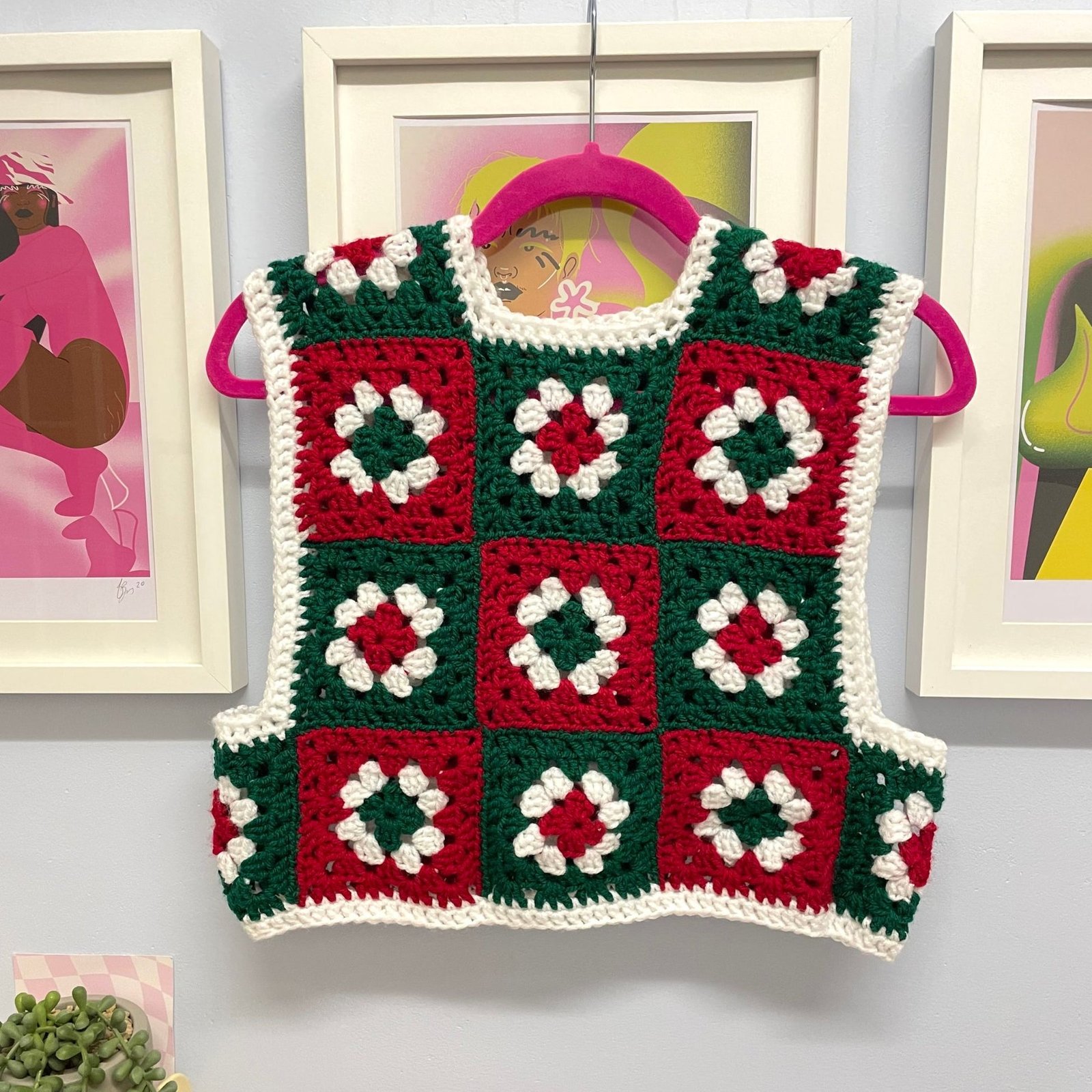Festive Granny Square Vest - Size S/M - Image 11
