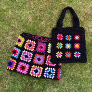 Black Rainbow Skirt + Bag Combo - Size S/M