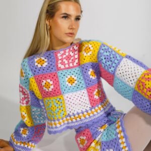 Pastel Patchwork Crochet Jumper - SAMPLE SIZE XS/S