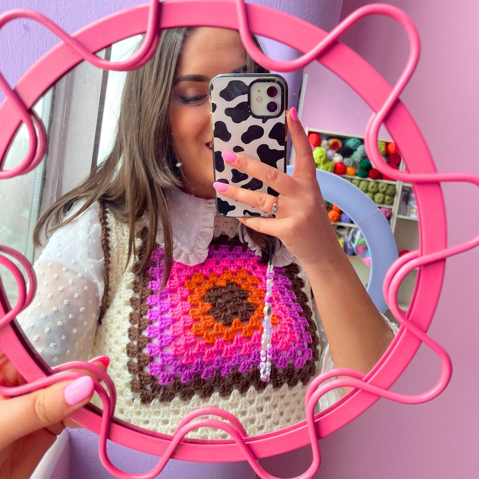 Sunset Cream Granny Square Crochet Vest - Image 6