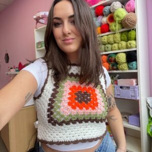 Handmade Cream Granny Square Crochet Vest