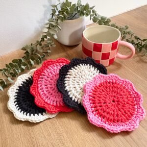 Alternative view of Flower Coaster Set of 4 - Pink/Red