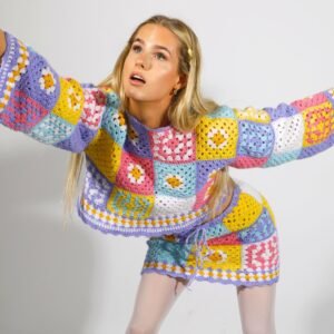 Pastel Patchwork Crochet Jumper Handmade