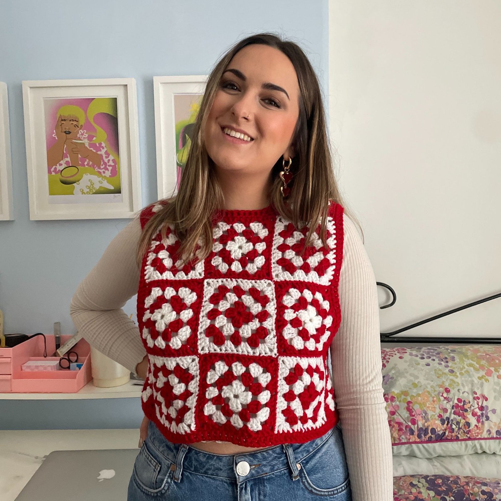 Festive Granny Square Vest - Size S/M - Image 8