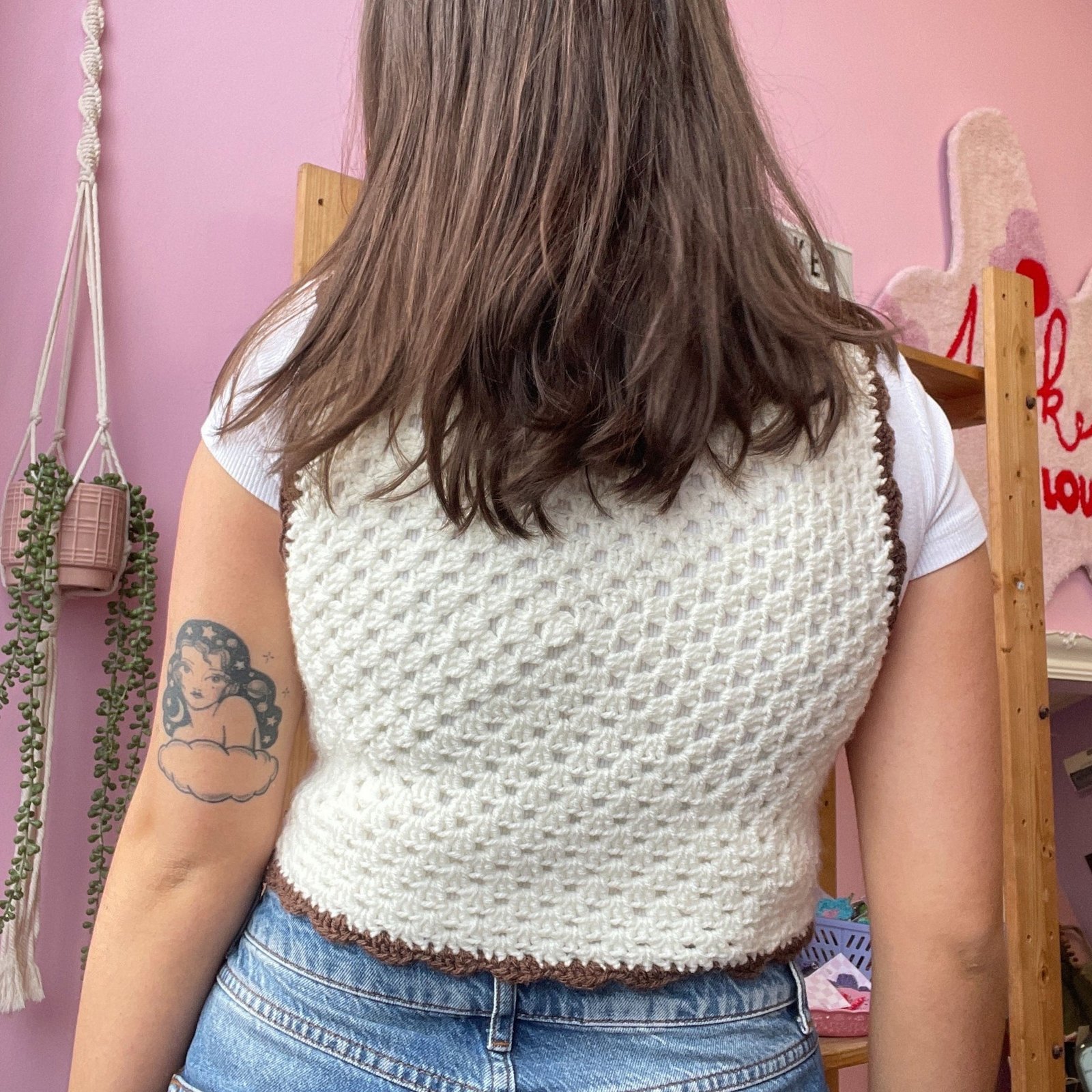 Handmade Cream Granny Square Crochet Vest Pattern Easy