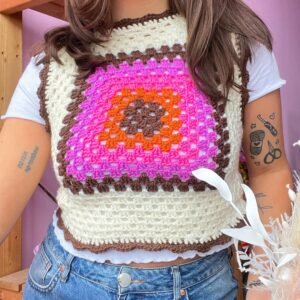 Alternative view of Sunset Cream Granny Square Crochet Vest