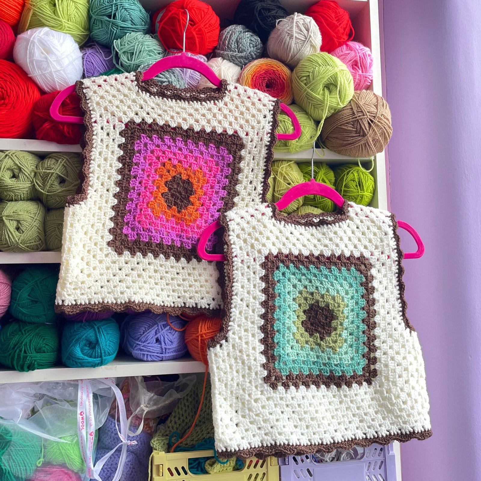 Sunset Cream Granny Square Crochet Vest - Image 8