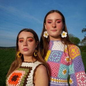 White Daisy Flower crochet earrings Hooked By Lou