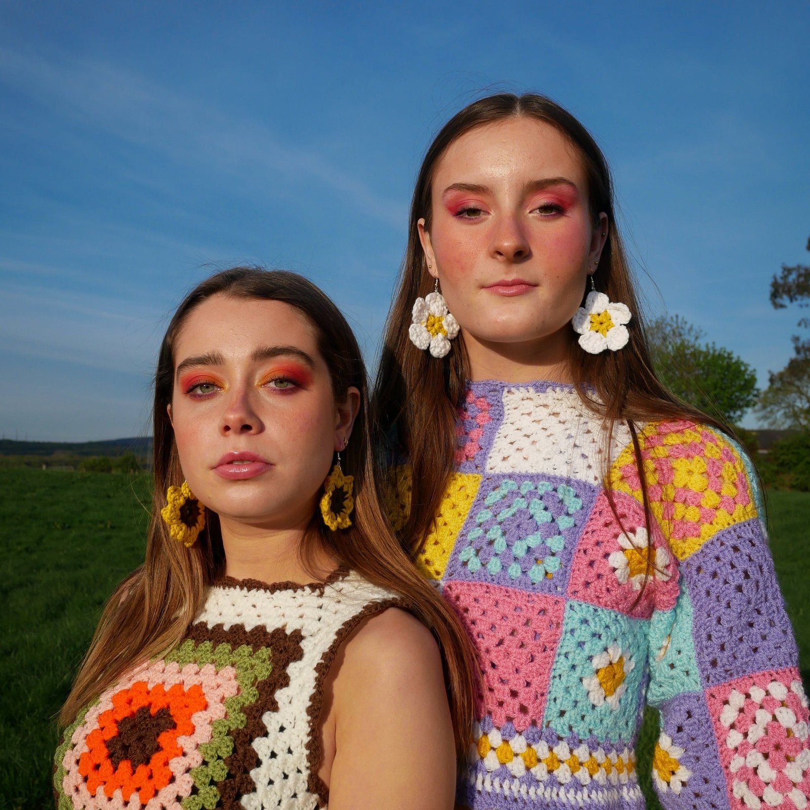 White Daisy Flower crochet earrings Hooked By Lou