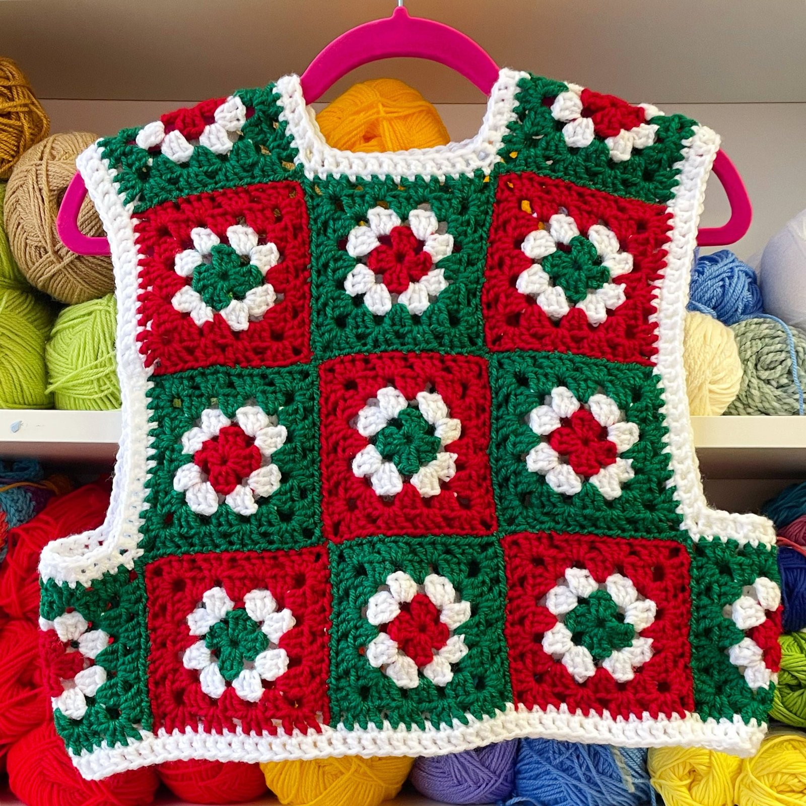 Festive Granny Square Vest - Size S/M - Image 10