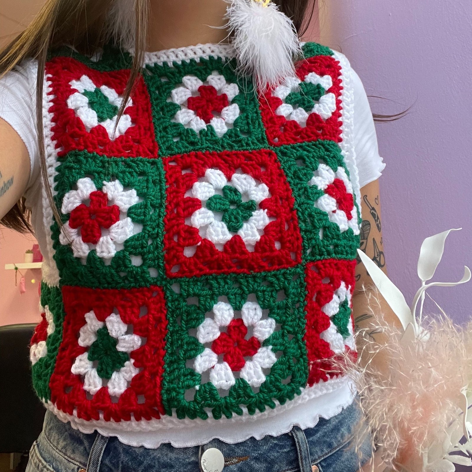 Festive Granny Square Vest - Size S/M - Image 12