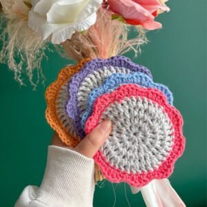 Alternative view of Flower Coaster Set of 4 - Grey/Pastel