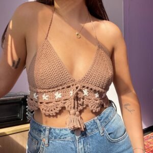 Brown Crochet Bralette Handmade