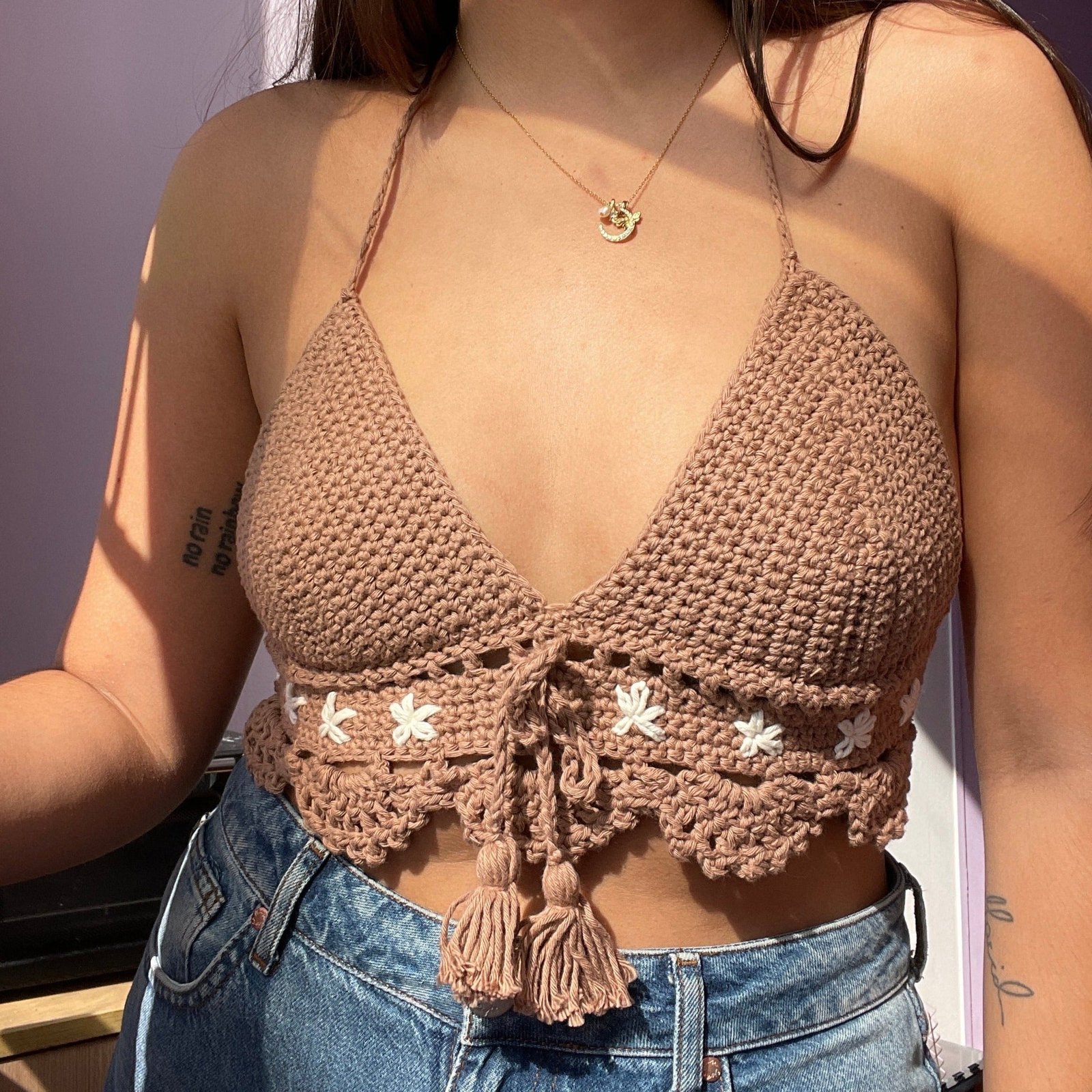 Brown Crochet Bralette Handmade